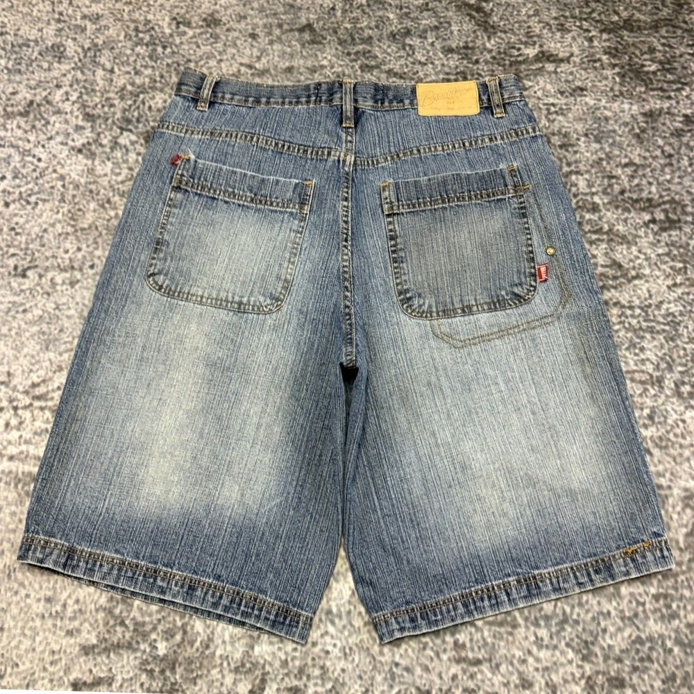 VTG Brooklyn Xpress Jorts Mens 34 Blue Baggy Grunge Skater Y2K Denim Shorts